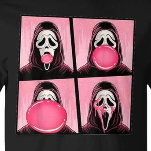 Scary Face Bubble Gum In October We Wear Pink Ghost Meme T-Shirt 165 - Picture 2 of 5